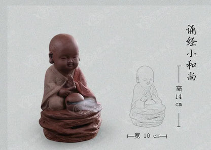 TOP GOOD  # edition ceramic ART -Zen Buddha Little Monk incense color pottery ART   free box santal incense
