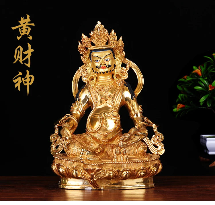 TOP GOOD efficacious Protection # 12 inch Buddhism Buddha gilding Yellow fortune god Zanbala brass statue