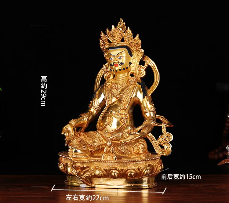 TOP GOOD efficacious Protection # 12 inch Buddhism Buddha gilding Yellow fortune god Zanbala brass statue