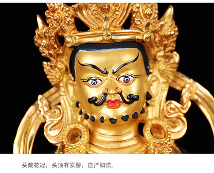 TOP GOOD efficacious Protection # 12 inch Buddhism Buddha gilding Yellow fortune god Zanbala brass statue