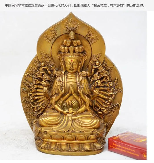 TOP GOOD efficacious Protection Talisman # Thousand-hand goddess Bodhisattva brass statue--23 CM TALL