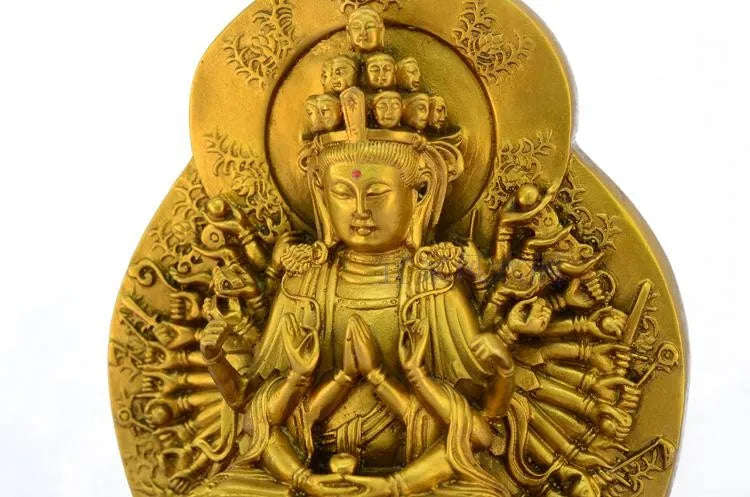 TOP GOOD efficacious Protection Talisman # Thousand-hand goddess Bodhisattva brass statue--23 CM TALL