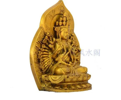 TOP GOOD efficacious Protection Talisman # Thousand-hand goddess Bodhisattva brass statue--23 CM TALL