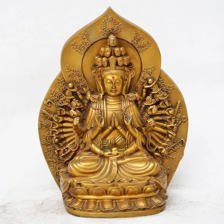 TOP GOOD efficacious Protection Talisman # Thousand-hand goddess Bodhisattva brass statue--23 CM TALL