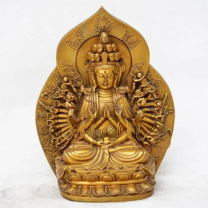 TOP GOOD efficacious Protection Talisman # Thousand-hand goddess Bodhisattva brass statue--23 CM TALL