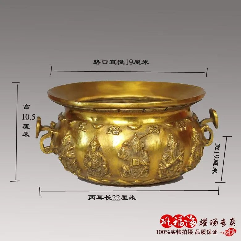 TOP GOOD  home LIVING ROOM FENG SHUI-Mascot Money Drawing lucky cornucopia treasure bowl Brass statue Decoration