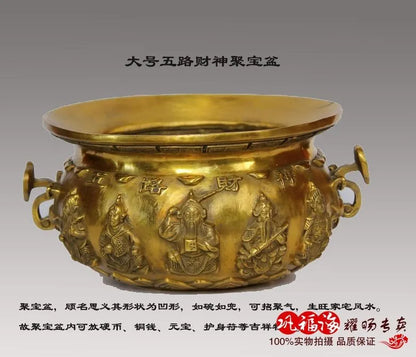 TOP GOOD  home LIVING ROOM FENG SHUI-Mascot Money Drawing lucky cornucopia treasure bowl Brass statue Decoration