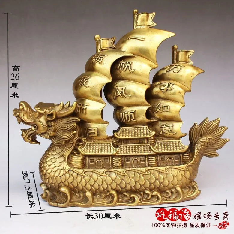 TOP GOOD  home LIVING ROOM protective-Mascot Money Drawing lucky dragon bronze Brass statue sculpture Decoration