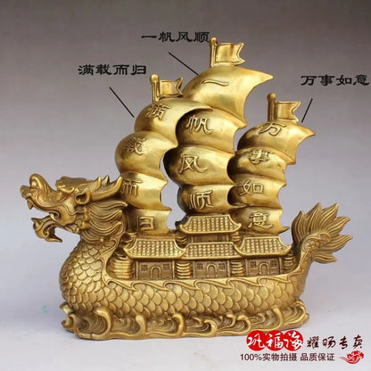 TOP GOOD  home LIVING ROOM protective-Mascot Money Drawing lucky dragon bronze Brass statue sculpture Decoration