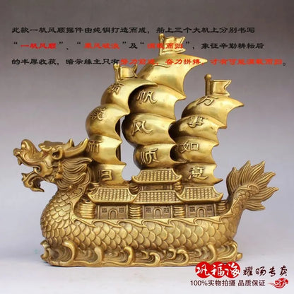 TOP GOOD  home LIVING ROOM protective-Mascot Money Drawing lucky dragon bronze Brass statue sculpture Decoration