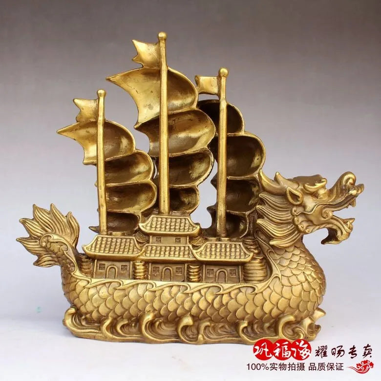 TOP GOOD  home LIVING ROOM protective-Mascot Money Drawing lucky dragon bronze Brass statue sculpture Decoration