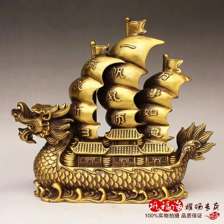 TOP GOOD  home LIVING ROOM protective-Mascot Money Drawing lucky dragon bronze Brass statue sculpture Decoration