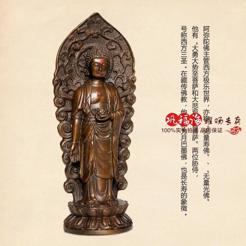 TOP GOOD  home LIVING ROOM protective- Mascot the Buddhist Amitabha bronze statue sculpture Decoration