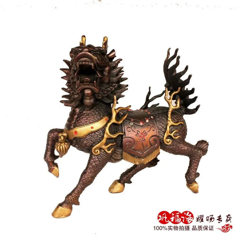 TOP GOOD home LIVING ROOM protective- Talisman House Protection Money Drawing Kylin bronze statue sculpture Decoration