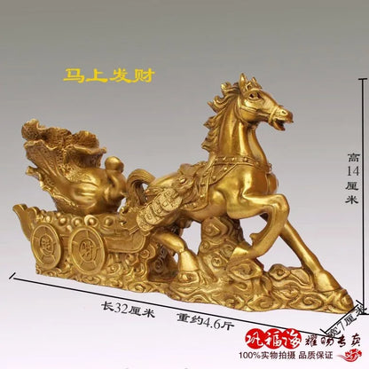 TOP GOOD  home LIVING ROOM protective-efficacious Money Drawing success HORSE bronze Brass statue sculpture Decoration