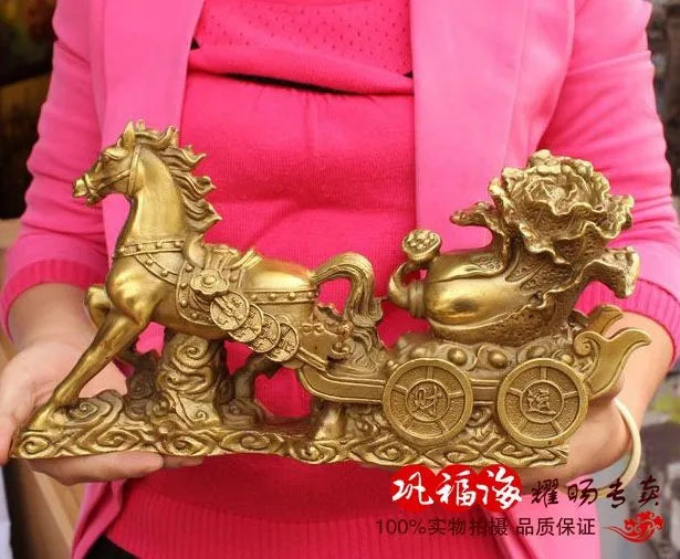 TOP GOOD  home LIVING ROOM protective-efficacious Money Drawing success HORSE bronze Brass statue sculpture Decoration