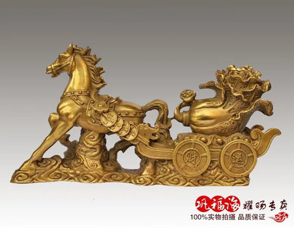 TOP GOOD  home LIVING ROOM protective-efficacious Money Drawing success HORSE bronze Brass statue sculpture Decoration