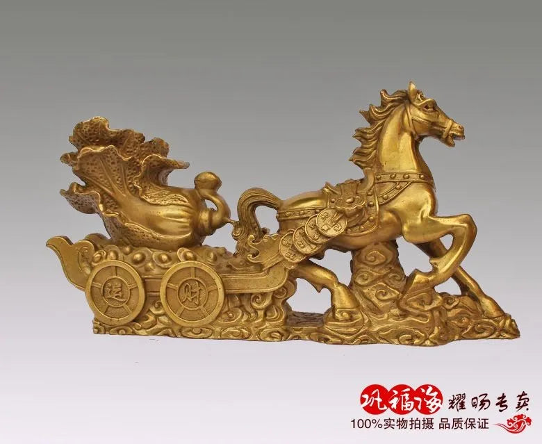 TOP GOOD  home LIVING ROOM protective-efficacious Money Drawing success HORSE bronze Brass statue sculpture Decoration