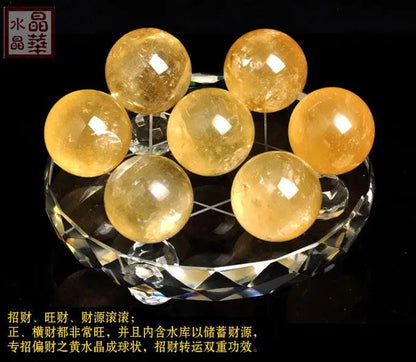 TOP GOOD home  Protection Money Drawing GOOD LUCK # FENG SHUI occidental topaz Crystal 7 star magic array ball statue
