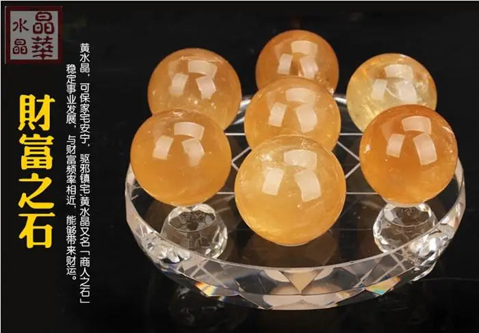 TOP GOOD home  Protection Money Drawing GOOD LUCK # FENG SHUI occidental topaz Crystal 7 star magic array ball statue