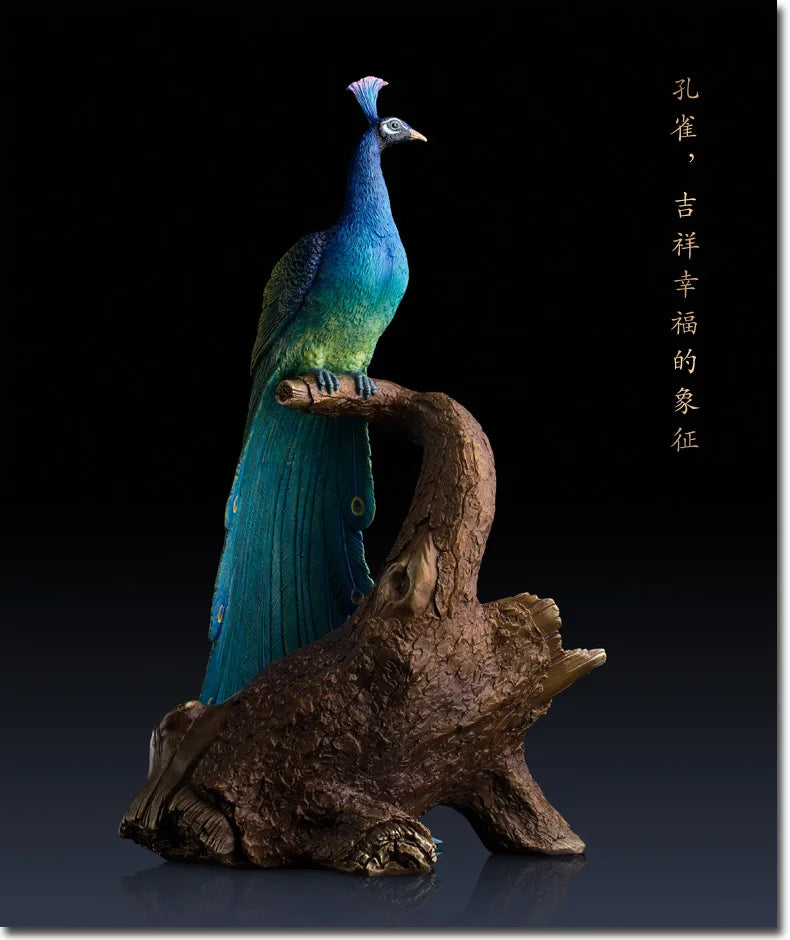 TOP GOOD  # home office best Decoration 3D bird peafowl Peacock red Wine rack brass statue