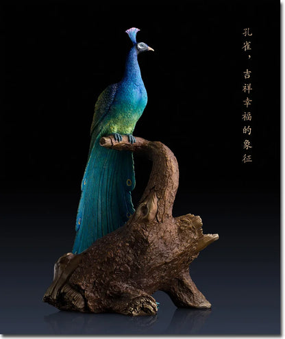 TOP GOOD  # home office best Decoration 3D bird peafowl Peacock red Wine rack brass statue