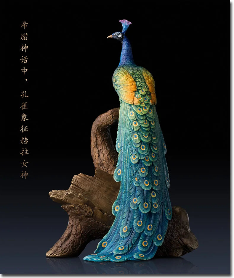 TOP GOOD  # home office best Decoration 3D bird peafowl Peacock red Wine rack brass statue