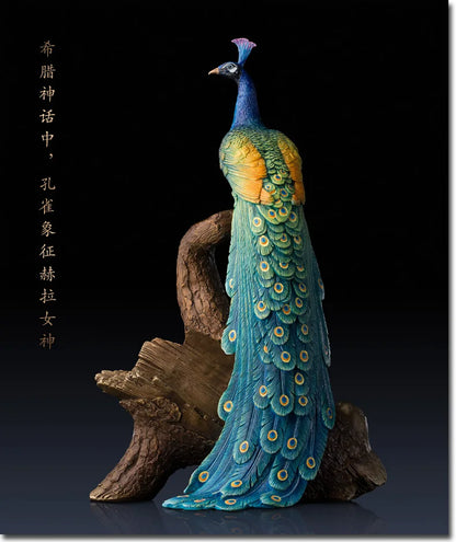 TOP GOOD  # home office best Decoration 3D bird peafowl Peacock red Wine rack brass statue