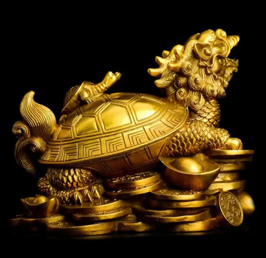 TOP GOOD #  home protective- Talisman House Protection Money Drawing Dragon Turtle FENG SHUI Brass statue 26 CM