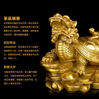 TOP GOOD #  home protective- Talisman House Protection Money Drawing Dragon Turtle FENG SHUI Brass statue 26 CM