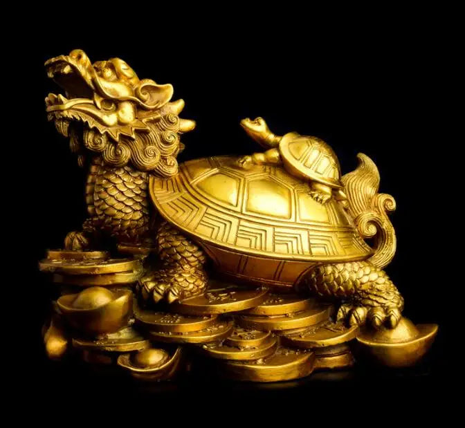 TOP GOOD #  home protective- Talisman House Protection Money Drawing Dragon Turtle FENG SHUI Brass statue 26 CM