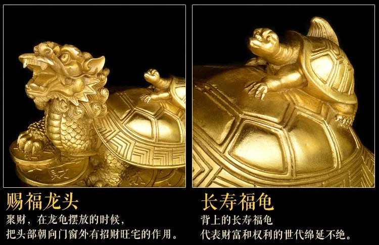 TOP GOOD #  home protective- Talisman House Protection Money Drawing Dragon Turtle FENG SHUI Brass statue 26 CM