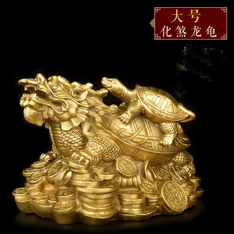 TOP GOOD #  home protective- Talisman House Protection Money Drawing Dragon Turtle FENG SHUI Brass statue 26 CM