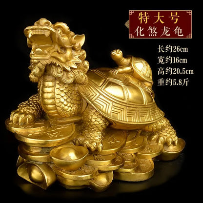 TOP GOOD #  home protective- Talisman House Protection Money Drawing Dragon Turtle FENG SHUI Brass statue 26 CM