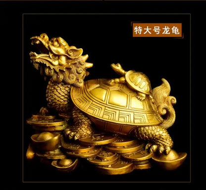 TOP GOOD #  home protective- Talisman House Protection Money Drawing Dragon Turtle FENG SHUI Brass statue 26 CM