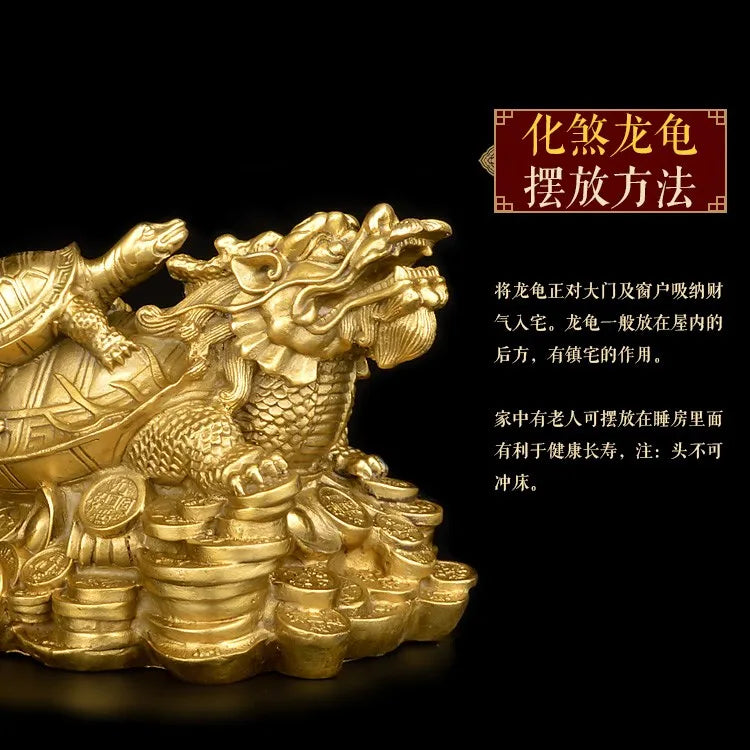 TOP GOOD #  home protective- Talisman House Protection Money Drawing Dragon Turtle FENG SHUI Brass statue 26 CM