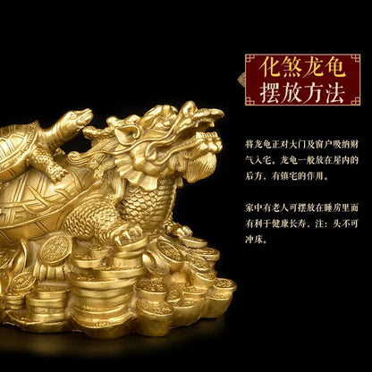 TOP GOOD #  home protective- Talisman House Protection Money Drawing Dragon Turtle FENG SHUI Brass statue 26 CM