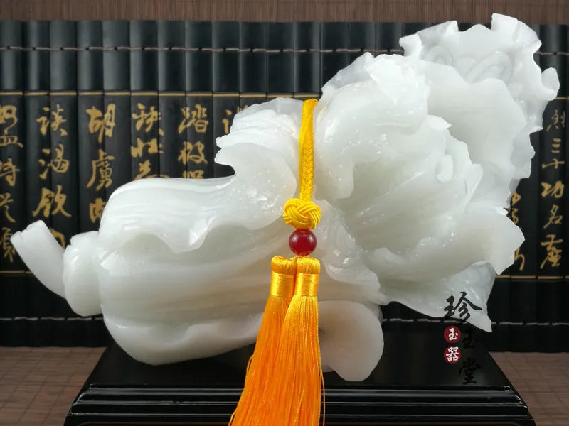 TOP GOOD office home FENG SHUI Talisman Protection Money Drawing BAICAI white jade Sculpture ART statue $1000--27CM #