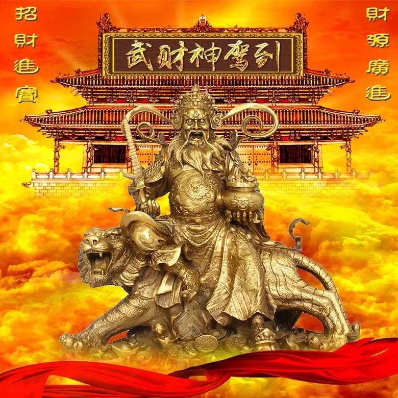 TOP GOOD  office home house Talisman Protection # Money Drawing Martial the god of fortune Zhao Gongming Brass statue