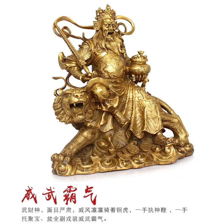 TOP GOOD  office home house Talisman Protection # Money Drawing Martial the god of fortune Zhao Gongming Brass statue