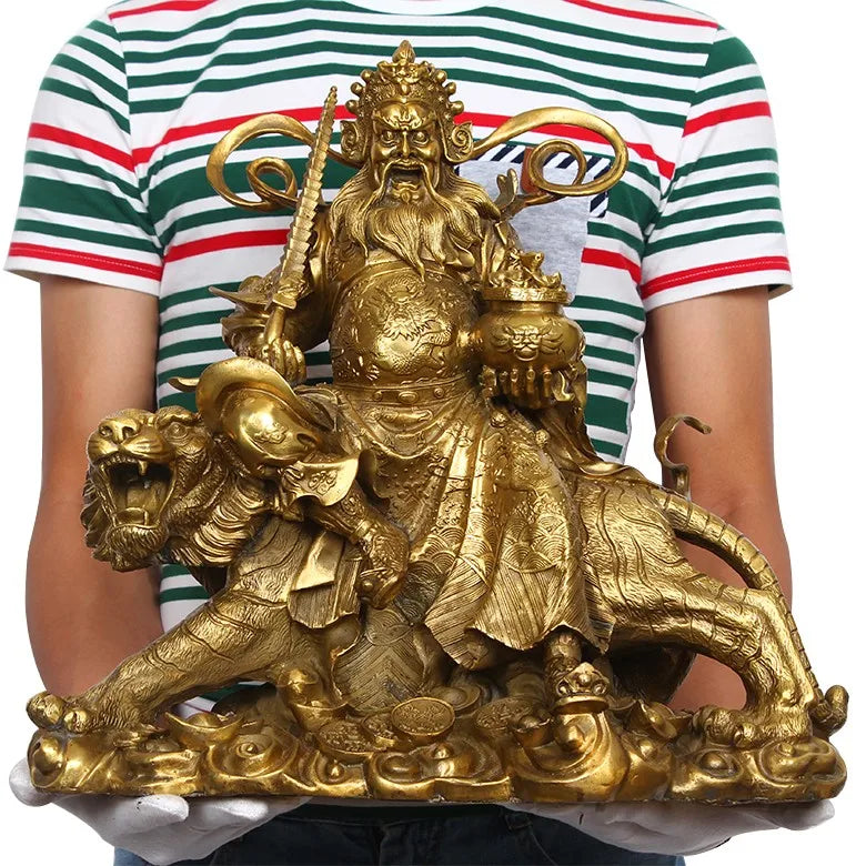 TOP GOOD  office home house Talisman Protection # Money Drawing Martial the god of fortune Zhao Gongming Brass statue