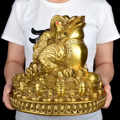 TOP GOOD office home protective- Talisman House Protection Money Drawing JIN CHAN treasure FENG SHUI Brass statue 32 CM LARGE