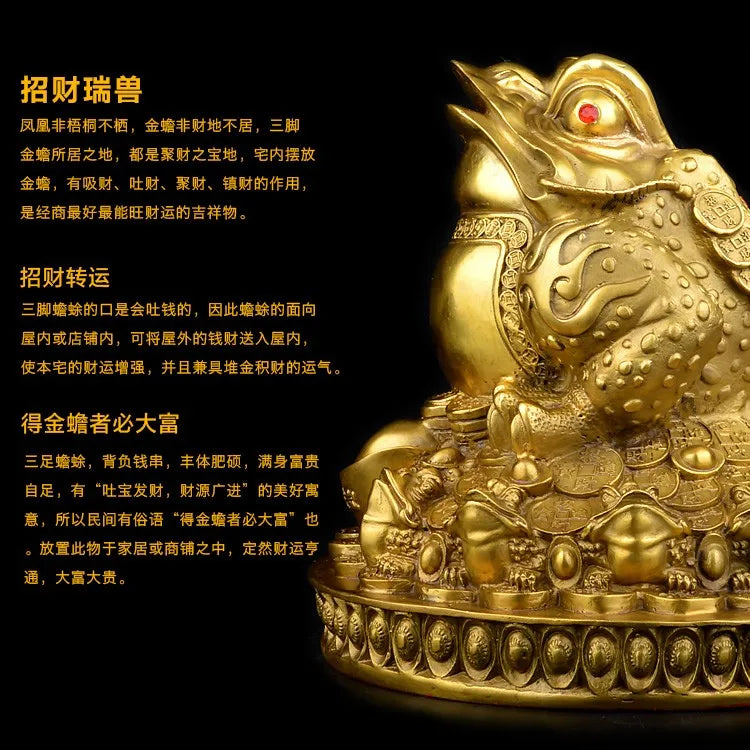TOP GOOD office home protective- Talisman House Protection Money Drawing JIN CHAN treasure FENG SHUI Brass statue 32 CM LARGE