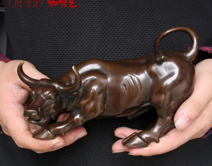 TOP GOOD office home store business stock-market Mascot -Talisman Protection Money Drawing Charging Bull bronze statue 19CM #