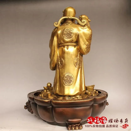 TOP GOOD protective- Mascot Money Drawing the god of wealth Fortune bronze statue sculpture Decoration