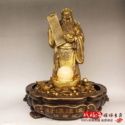 TOP GOOD protective- Mascot Money Drawing the god of wealth Fortune bronze statue sculpture Decoration