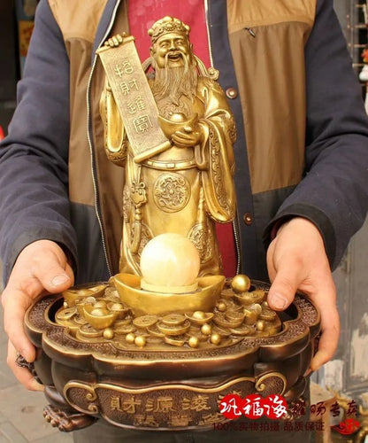 TOP GOOD protective- Mascot Money Drawing the god of wealth Fortune bronze statue sculpture Decoration