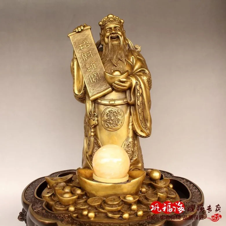 TOP GOOD protective- Mascot Money Drawing the god of wealth Fortune bronze statue sculpture Decoration