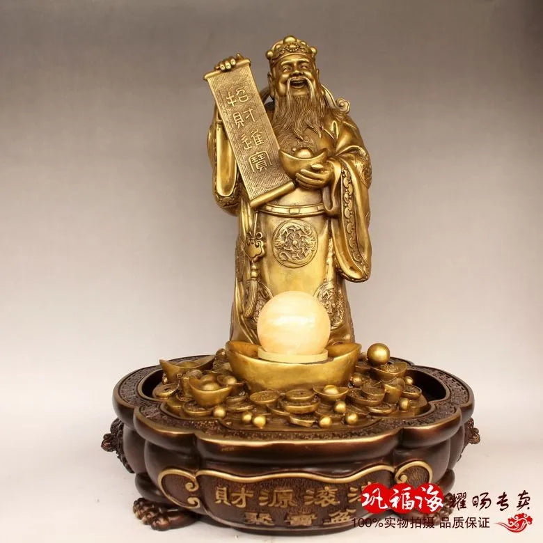 TOP GOOD protective- Mascot Money Drawing the god of wealth Fortune bronze statue sculpture Decoration