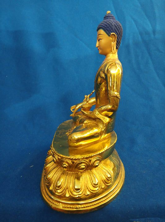 TOP GOOD wholesale buddha statue LARGE Tibetan Buddhism gilding Gold-plated Phra Kring the Medicine buddha brass statue Talisman